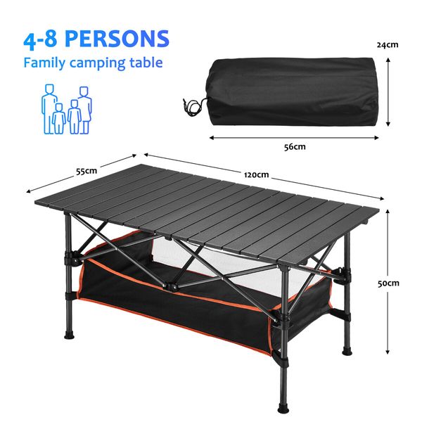 Portable Folding Camping Table Picnic Outdoor Foldable Desk Aluminium with Storage Carry Bag