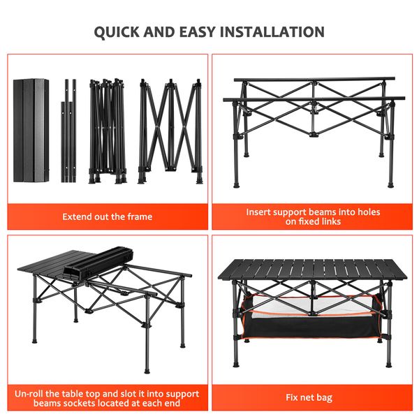 Folding Camping Table Portable Picnic Outdoor Foldable Desk Aluminium with Storage Carry Bag