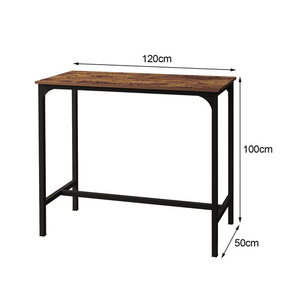 High Bar Table Pub Kitchen Dining Cafe Outdoor Vintage Metal Frame Wood Top 120x50x100CM 