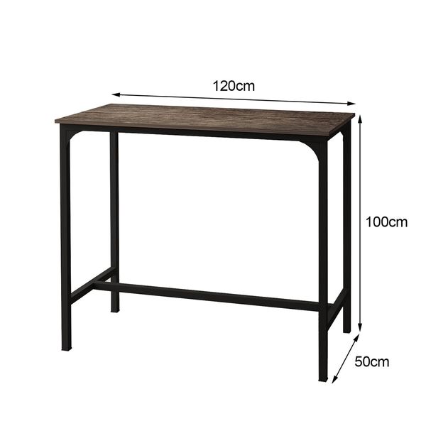 Rectangular High Bar Table Pub Kitchen Dining Outdoor Wood Top Metal Frame 120x50x100CM