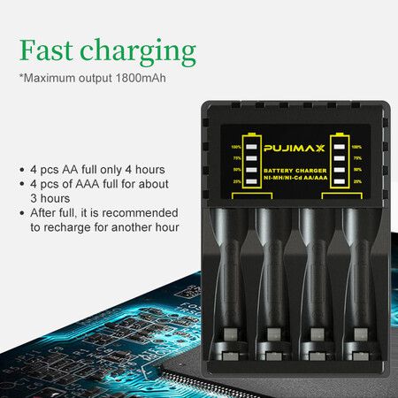 Electric Battery Charger 4 slots smart fast charger with led for rechargeable aa/aaa ni-mh/ni-cd batteries