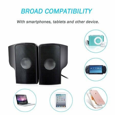 1 Pair Mini Portable Clipon USB Stereo Speakers line Controller Soundbar for Laptop Mp3 Phone Music Player PC with Clip