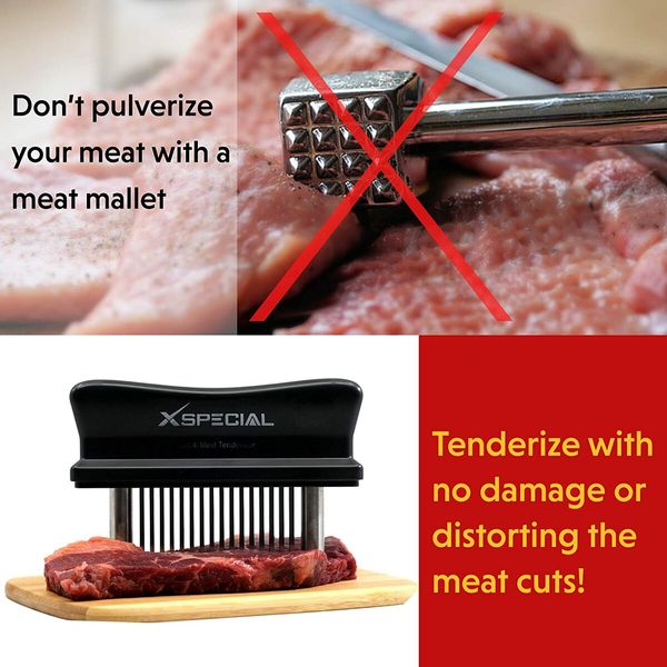 Meat Tenderizer Tool 48 Blades Stainless Steel, Transforms Hard Meat Cuts into Expensive Buttery Goodness