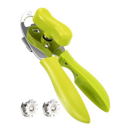 Manual Can Opener, Adoric Life 4in1 Professional Stainless Steel Can Opener with Ultra Sharp Cutting Great for Seniors(Green)