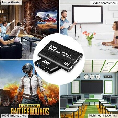 4K Audio Video Capture Card, USB 3.0 HDMI Capture Adapter Card for Game Recording Live Streaming Broadcasting Video Conference