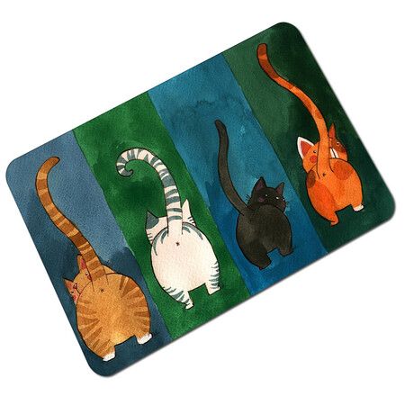 Cute Cat Butt Bedroom Area Rug, Cat Carpet,Cat Tail Non-Slip Absorbent Doormats for Bedroom Living Room Kitchen Bathroom