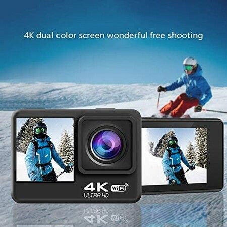 4 K 60 fps 2 Inch and 1.3 Inch Dual Screen Action Camera 170 Degree Underwater Camera Helmet Go Sports Vlog Camera with Microphone