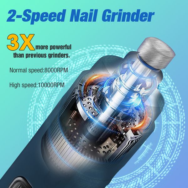 Pet Dog Nail Grinder Cat Electric Claw Clipper Puppy Toenail Trimmer Filing Tool 2 Speeds Quiet Vibration 2 LED Lights 4.8V