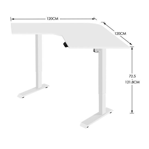 Standing Corner Desk L Shaped White Sit Stand Computer Table Electric Motorised Height Adjustable Ergonomic Home Office