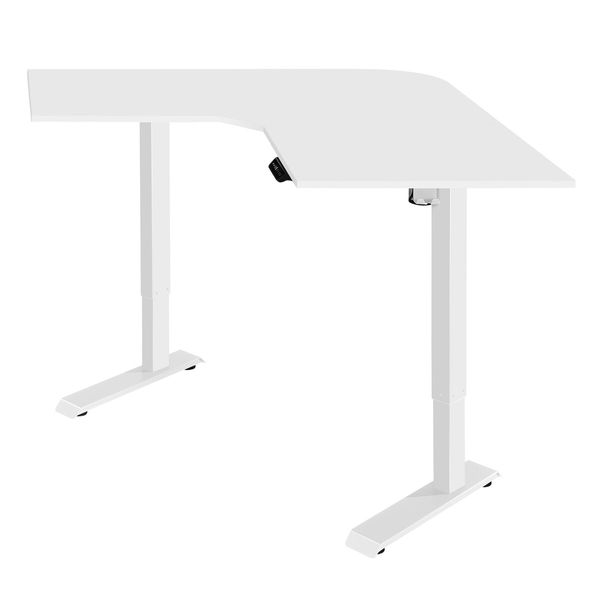 Standing Corner Desk L Shaped White Sit Stand Computer Table Electric Motorised Height Adjustable Ergonomic Home Office