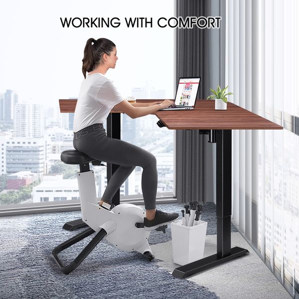 L Shaped Standing Desk Electric Corner Sit Stand Computer Table Motorised Height Adjustable Home Office Wood Colour