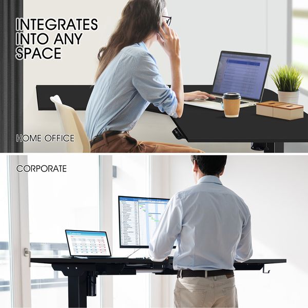 L Shaped Standing Desk Black Corner Sit Stand Computer Table Electric Motorised Height Adjustable Ergonomic Home Office 