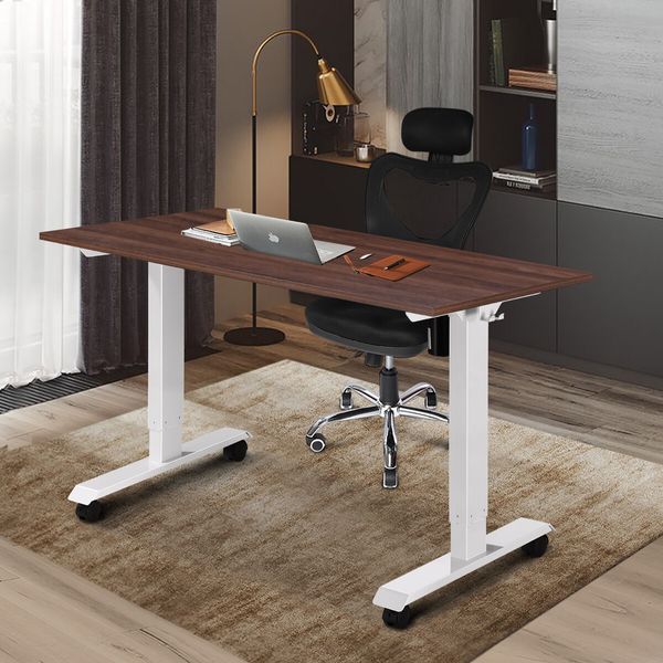 Sit Standing Desk Electric Height Adjustable Motorised Computer Table Ergonomic Home Office Wood Colour