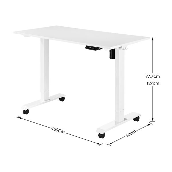 White Sit Standing Desk Electric Motorised Computer Table Height Adjustable Ergonomic Home Office