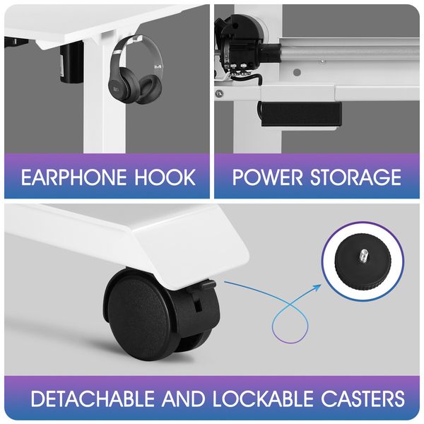 White Sit Standing Desk Electric Motorised Computer Table Height Adjustable Ergonomic Home Office