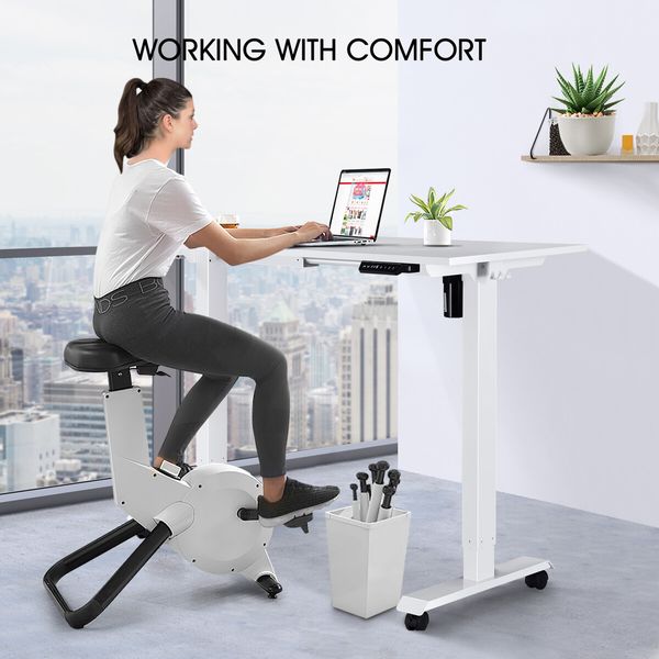 White Sit Standing Desk Electric Motorised Computer Table Height Adjustable Ergonomic Home Office