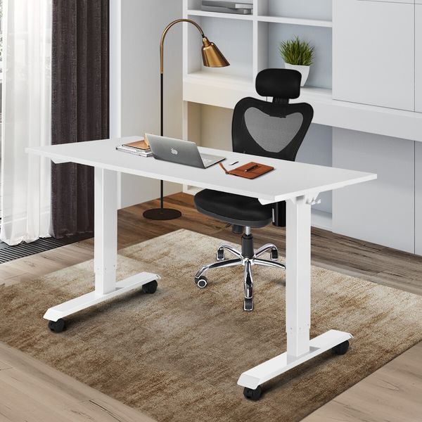 White Sit Standing Desk Electric Motorised Computer Table Height Adjustable Ergonomic Home Office