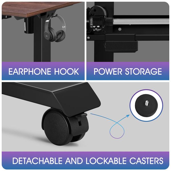 Sit Standing Desk Electric Computer Table Motorised Ergonomic Height Adjustable Home Office Wood Colour