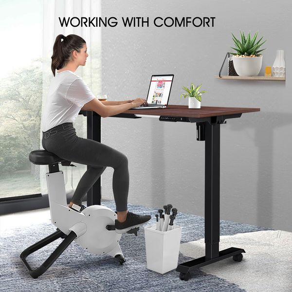 Sit Standing Desk Electric Computer Table Motorised Ergonomic Height Adjustable Home Office Wood Colour