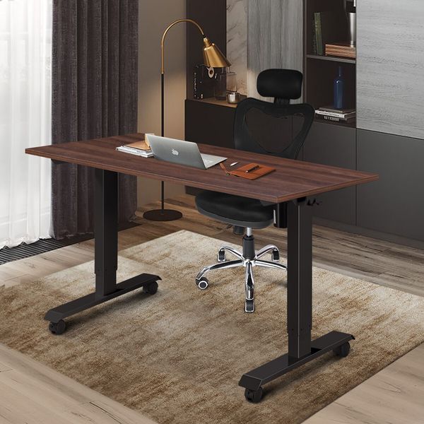 Sit Standing Desk Electric Computer Table Motorised Ergonomic Height Adjustable Home Office Wood Colour