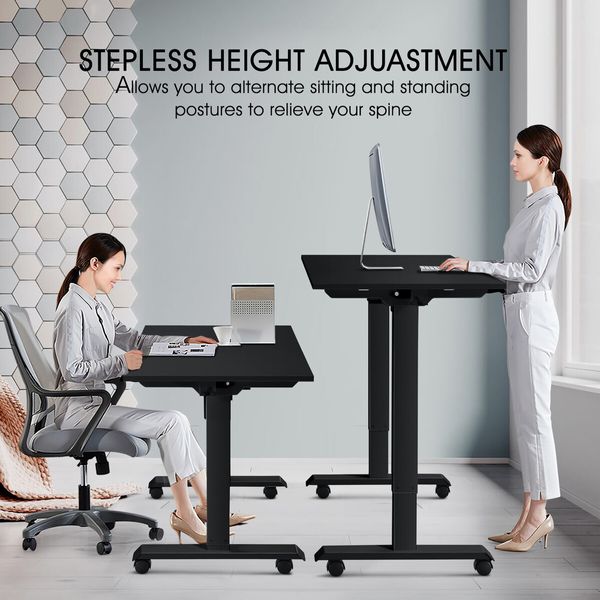 Black Standing Desk Electric Motorised Computer Sit Stand Table Height Adjustable Ergonomic Home Office