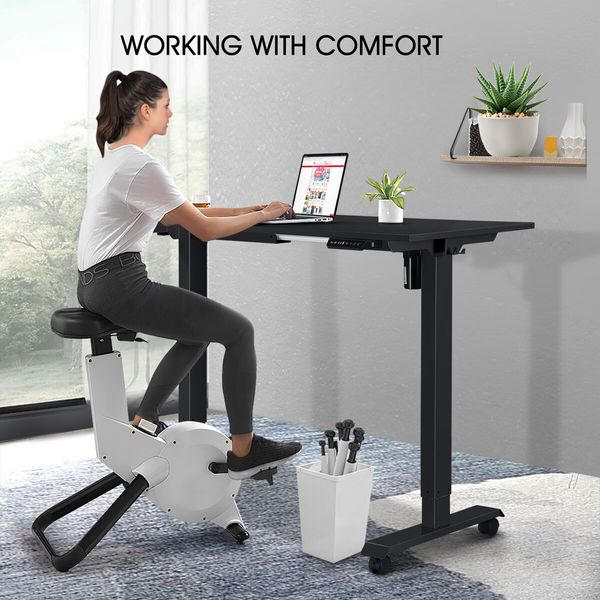 Black Standing Desk Electric Motorised Computer Sit Stand Table Height Adjustable Ergonomic Home Office