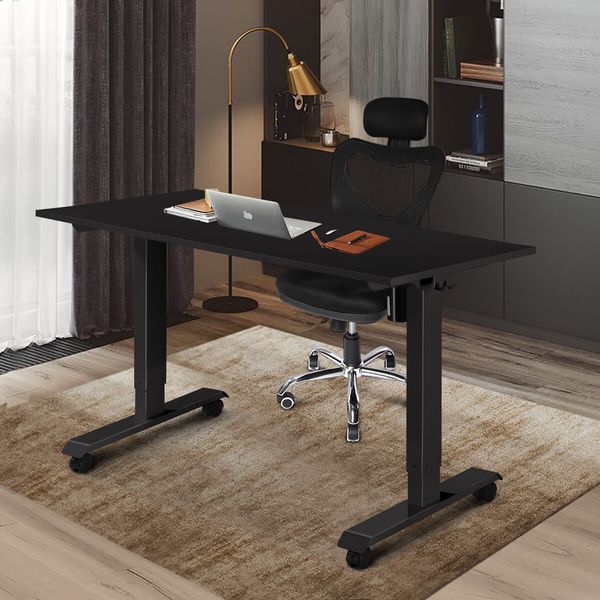 Black Standing Desk Electric Motorised Computer Sit Stand Table Height Adjustable Ergonomic Home Office