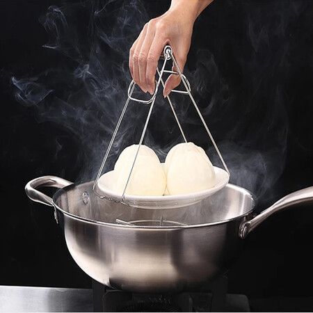 Stainless Steel Collapsible Clamp Anti-Burning Hot Dish Bowl Clip Dish Pan Clamp Kitchen Utensil