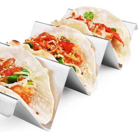 Set of 4 Stainless Steel Oven Pan Style Taco Holders