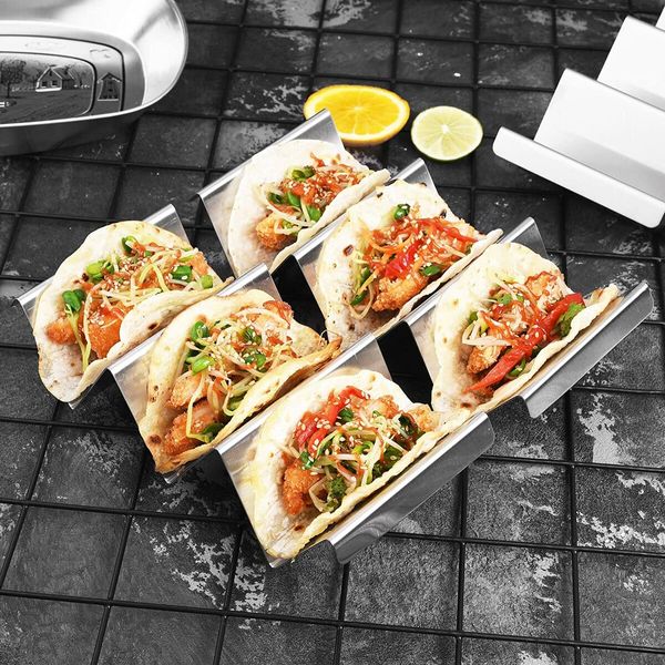 Set of 4 Stainless Steel Oven Pan Style Taco Holders