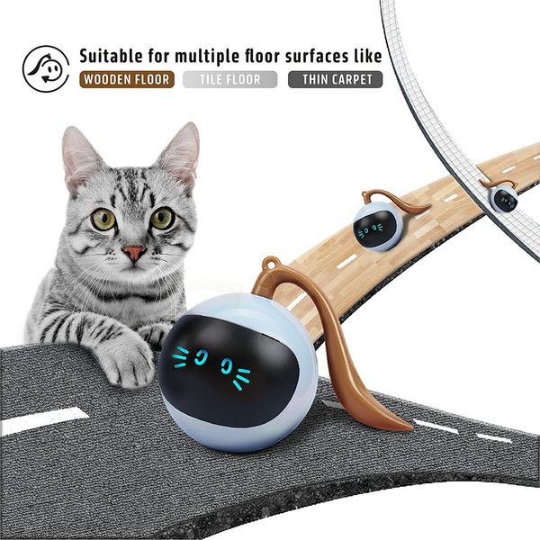 Cat Toys 360 Self-Rolling Ball Interactive Toys Cat Wand USB Charging Toys Hunting Exercise