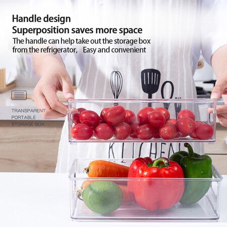 4 Pack Stackable Pantry Organizer Bins,for Kitchen, Freezer, Countertops, Cabinets - Plastic Food Storage Container with Handles for Home and Office 29.8*20*6.2 CM