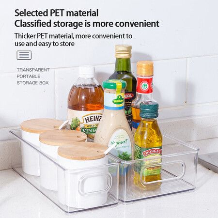 1pcs Stackable Pantry Organizer Bins,for Kitchen, Freezer, Countertops, Cabinets - Plastic Food Storage Container with Handles for Home and Office 29.8*20*6.2 CM