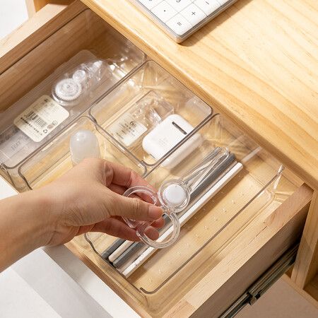 1pcs Stackable Pantry Organizer Bins,for Kitchen, Freezer, Countertops, Cabinets - Plastic Food Storage Container with Handles for Home and Office 29.8*20*6.2 CM