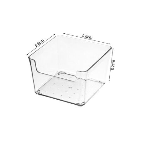 4 Pack Stackable Pantry Organizer Bins,for Kitchen, Freezer, Countertops, Cabinets - Plastic Food Storage Container with Handles for Home and Office 9.6*9.6*6.2CM