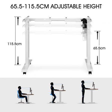 Sit Standing Desk Electric Height Adjustable Motorised Computer Table Ergonomic Home Office Wood Colour