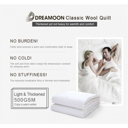 Dreamoon Quilts 500gsm 100% Downs Wool Double