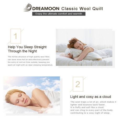 Dreamoon Quilts 500gsm 100% Downs Wool Double