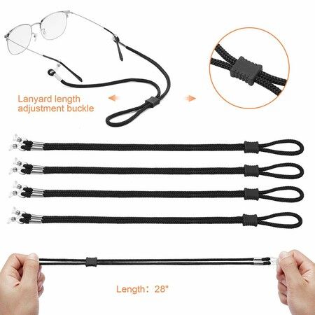 4PCS Premium Nylon Eyeglass Straps,  Adjustable Eyewear Retainers, Anti-slip Eyeglass Chains Lanyard, Sport Sunglass Retainer Holder Strap