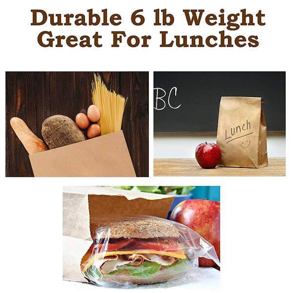 100 Pack Brown Paper Lunch Bags  Kraft Paper Bags Lunch Snacks
