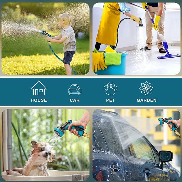 Garden Hose 50ft, Expandable Water Hose 50 feet with 10 Function Spray Nozzle, Extra Strength 3750D, Durable 4-Layers Latex Flexible Expandable Hose with 3/4" Solid Brass Fittings, Leakproof