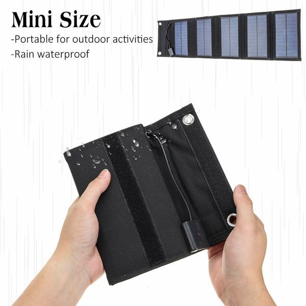 50W Foldable Solar Panel 5V Sun Power Solar Cells Bank Pack USB 10 in1 USB Cable Waterproof for Phone Backpack Camping Hiking