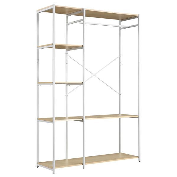 Freestanding Clothes Garment Rack Closet Organizer Shoe Storage Shelf Hanging Display Stand White