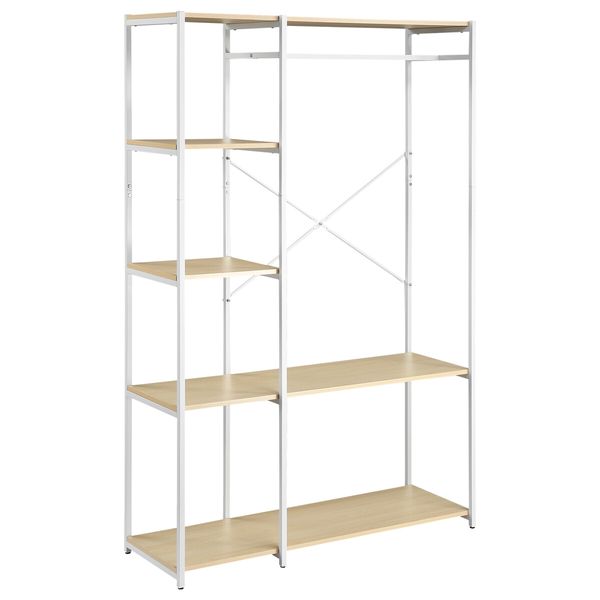 Freestanding Clothes Garment Rack Closet Organizer Shoe Storage Shelf Hanging Display Stand White