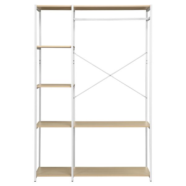 Freestanding Clothes Garment Rack Closet Organizer Shoe Storage Shelf Hanging Display Stand White