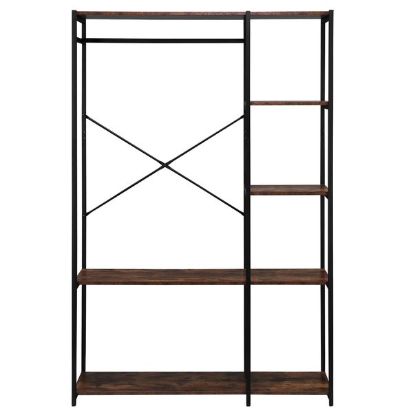 Freestanding Closet Organizer Clothes Garment Rack Shoe Storage Shelf Hanging Display Stand Black