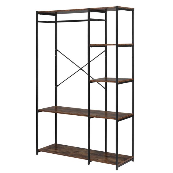 Freestanding Closet Organizer Clothes Garment Rack Shoe Storage Shelf Hanging Display Stand Black