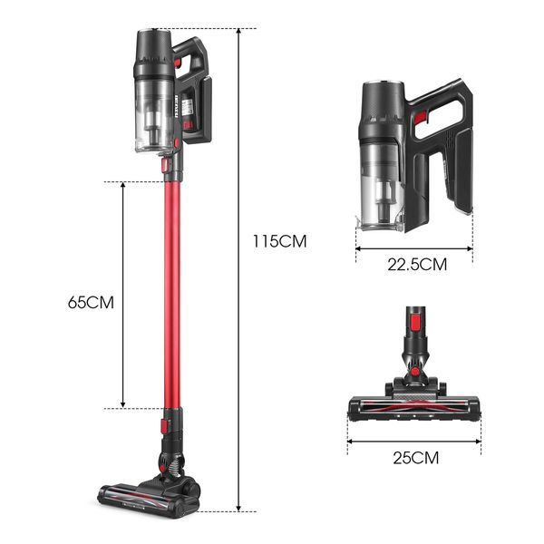 Maxkon 160W Cordless Stick Vacuum Cleaner Floor Mop Portable Powerful Suction 20000PA 60min