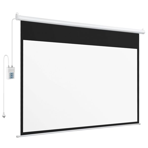 Projector Movie Screen 100 Inch Electric Motorized Portable Large Home Theatre HD 3D