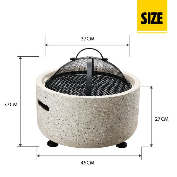 MgO Fire Pit BBQ Smoker Outdoor Fireplace Portable Patio Heater Brazier for Camping Backyard 45cm